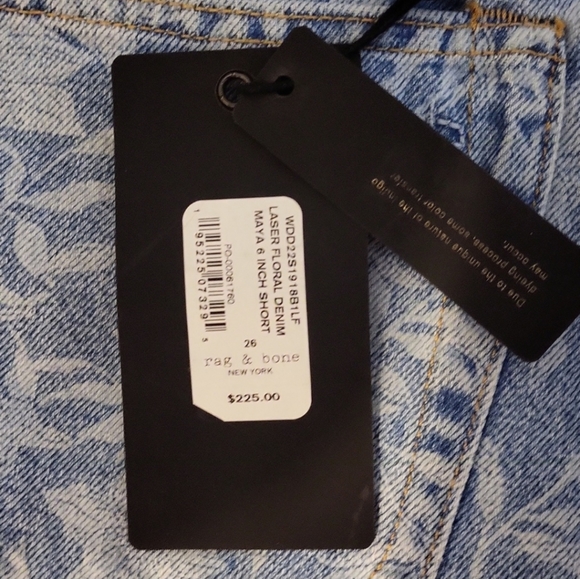 Rag & Bone High Waist Denim Shorts in Floral Print - Picture 10 of 12